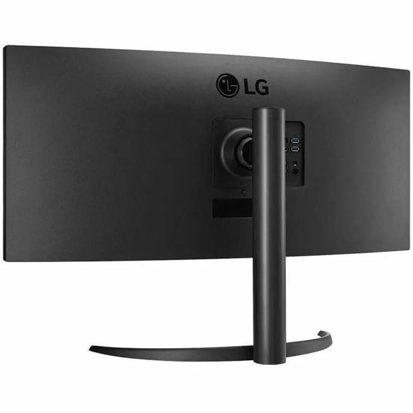 LG 34BR55QC-B 34-inch UWQHD curved monitor, black with curved stand and LG logo