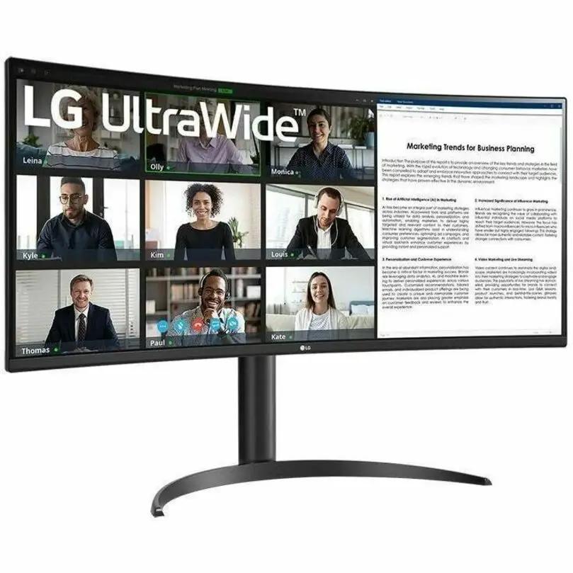 LG 34BR55QC-B 34-inch UWQHD curved monitor on black curved stand