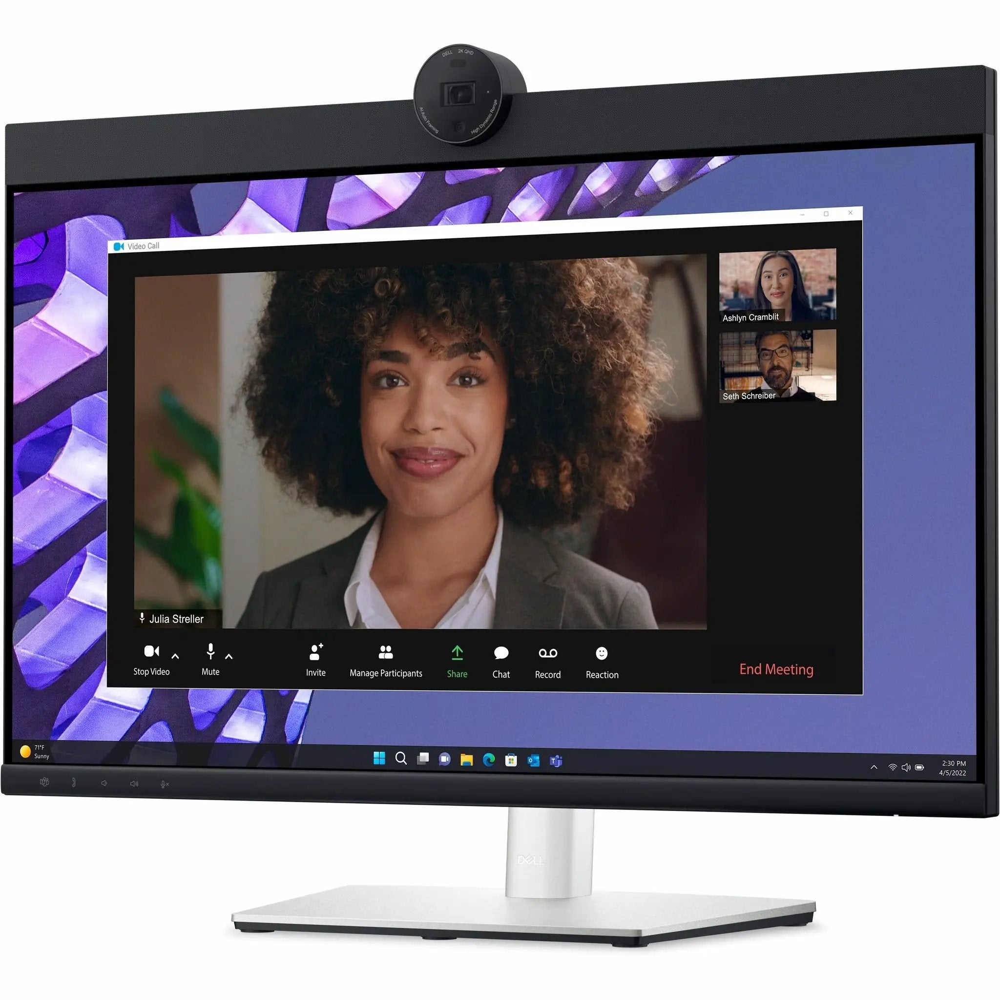 Dell P2424HEB 24-inch Full HD monitor with built-in webcam, black with silver stand