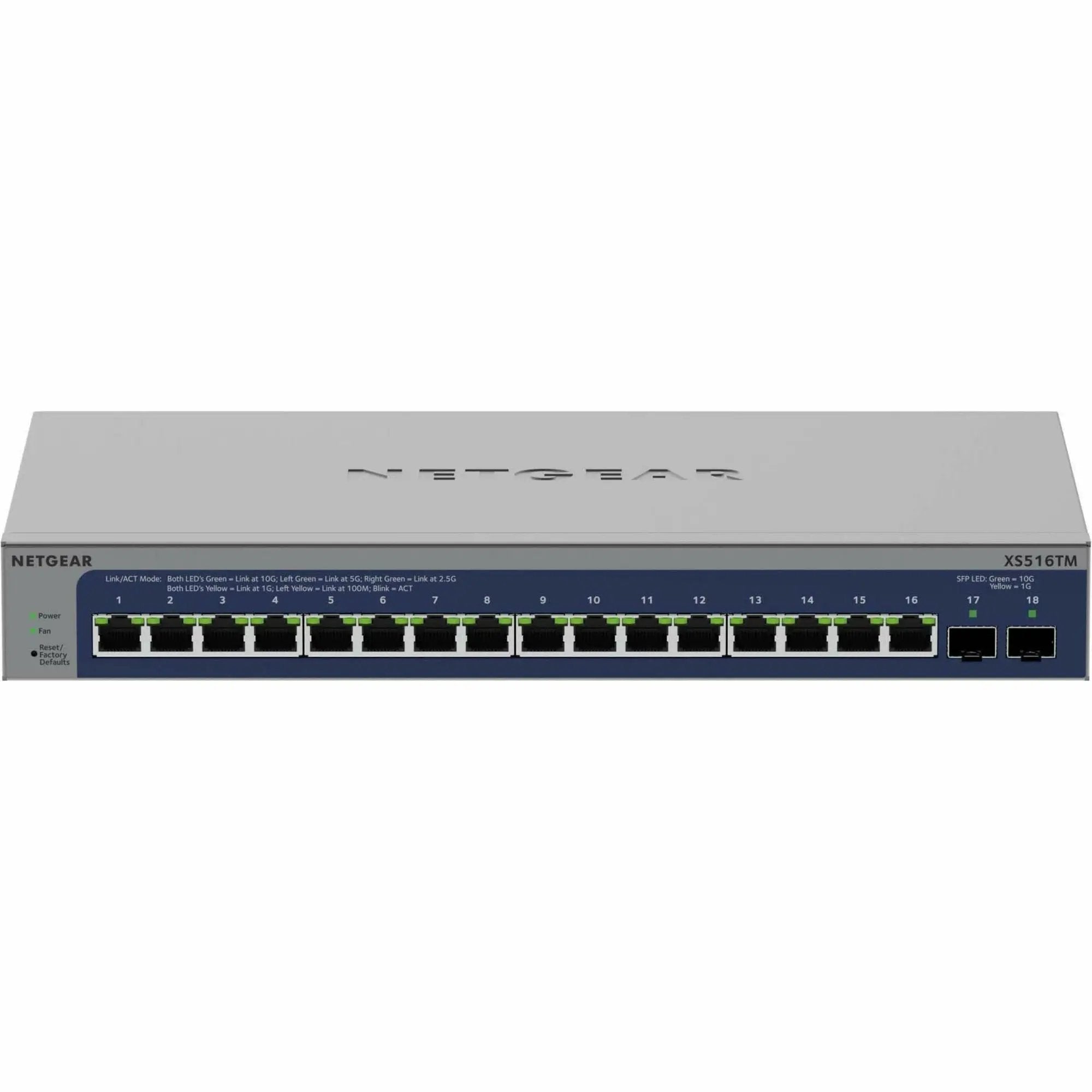 NETGEAR XS516TM 16-port 10GbE smart managed switch, gray metal chassis