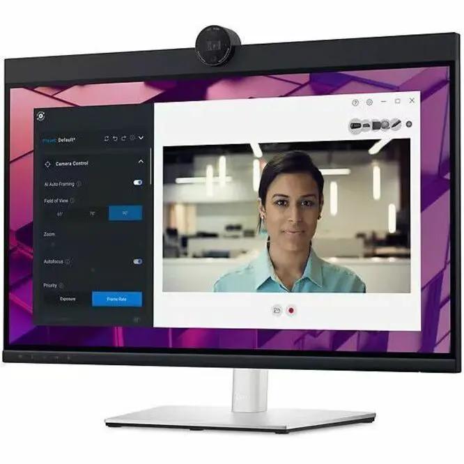 Dell P2724DEB 27-inch WQHD monitor with built-in webcam, black body and silver stand