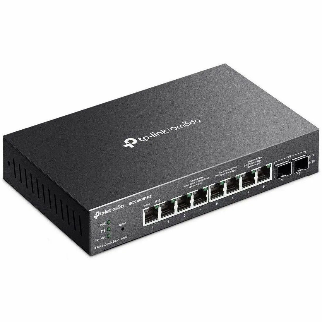 TP-Link Omada 8-Port PoE+ SFP+ Smart Switch, black metal chassis