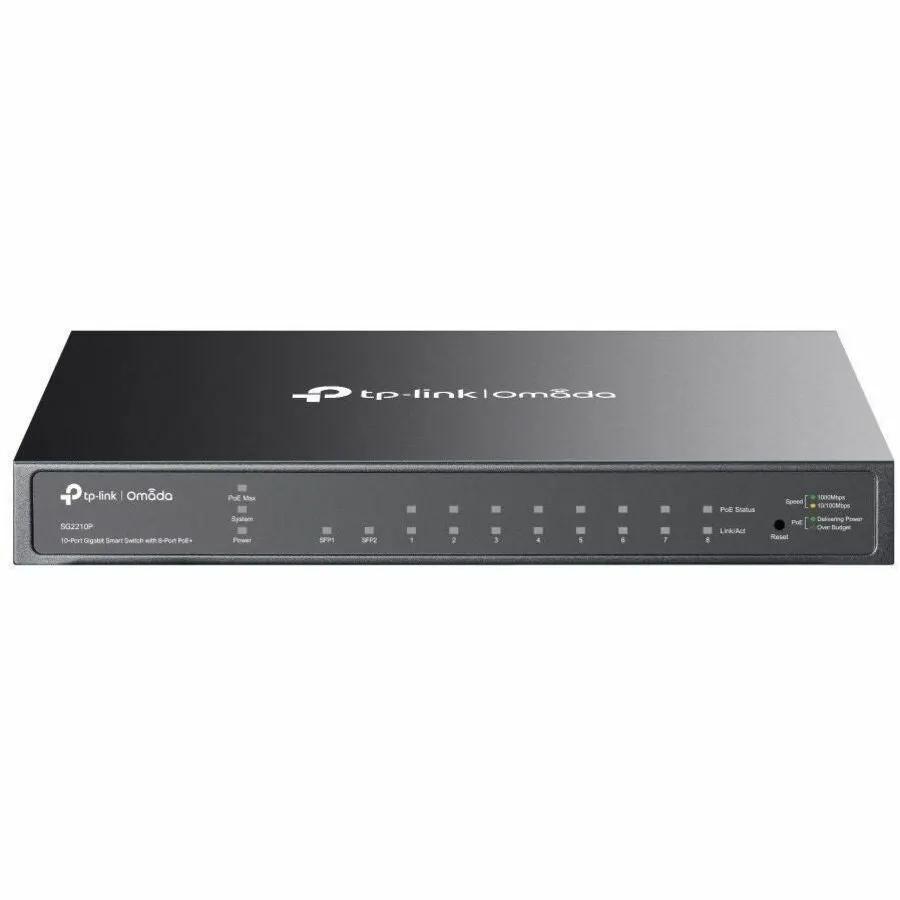 TP-Link Omada SG2210P8 10-Port PoE+ SFP Switch, black metal chassis