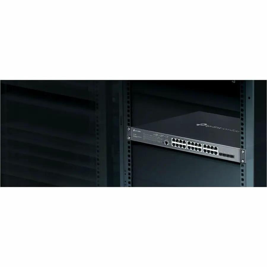 TP-Link JetStream 28-Port Gigabit SFP Managed Switch, rack-mounted, black