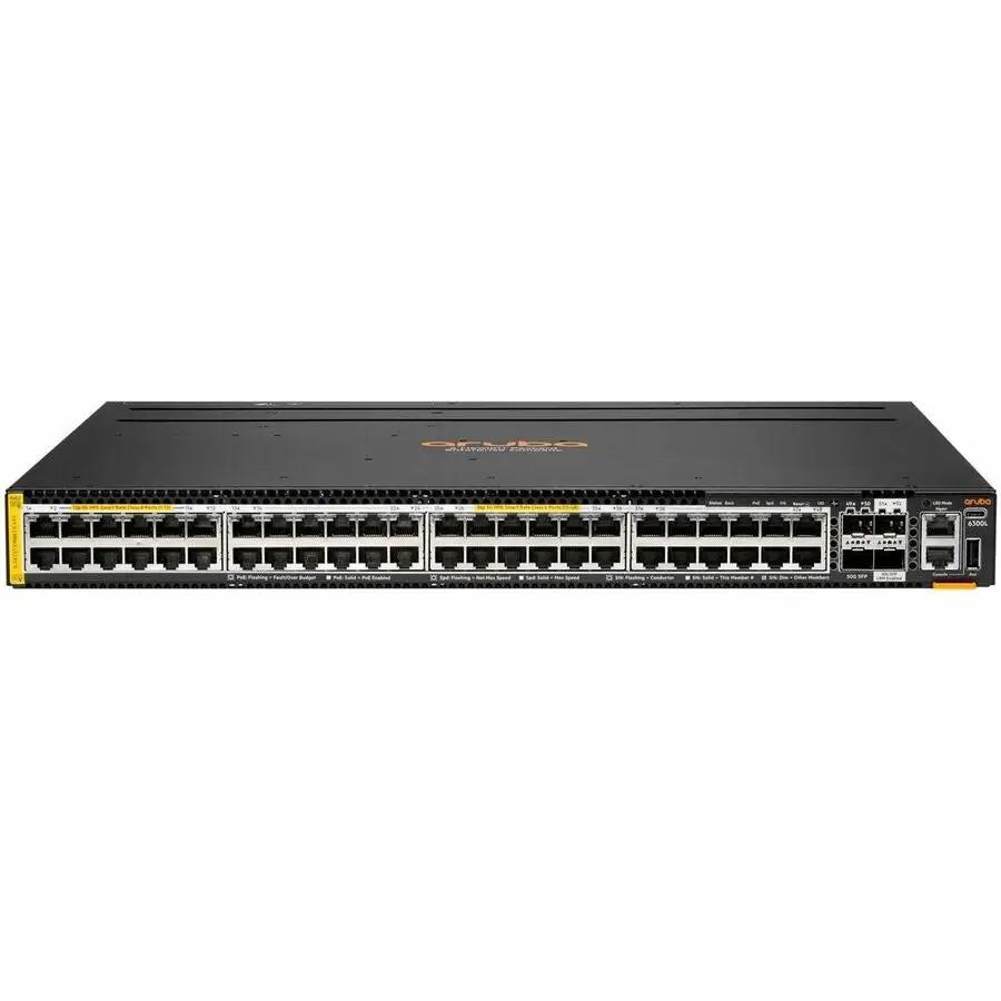 Aruba CX 6300L 48-port PoE+ Ethernet switch with SFP+ uplinks, front rack-mount