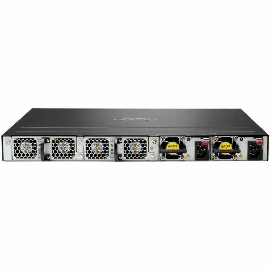 Aruba CX 6300L 48-port switch, black chassis with dual power supplies and front cooling fans