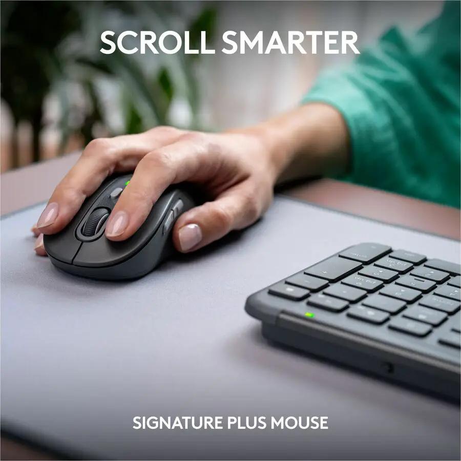 Logitech MK955 Signature Slim Wireless Keyboard and Mouse Combo, For Larger Hands, Quiet Typing and Clicking, Graphite