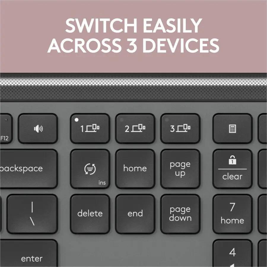 Logitech Signature Slim K950 Wireless Keyboard, Sleek Design, Quiet Typing, Bluetooth, Multi-OS, Graphite