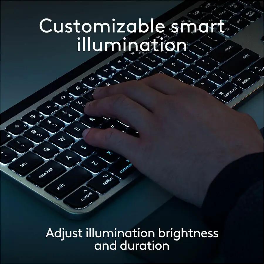 Logitech MX Keys S for Mac, Wireless Keyboard, Fluid, Precise Laptop-Like Typing, Programmable Keys, Backlit, Bluetooth, Space Grey