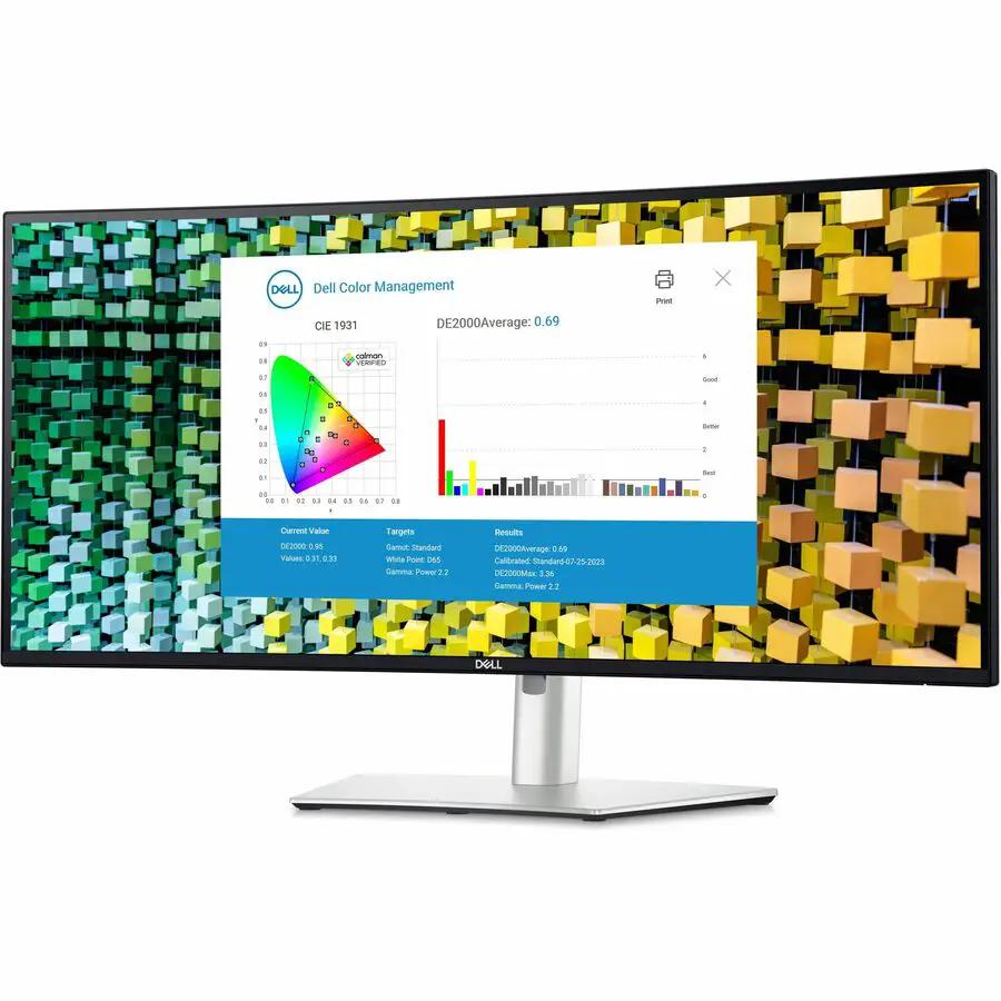 Dell UltraSharp U3425WE 34-inch UW-QHD curved LED monitor with black bezel and silver stand