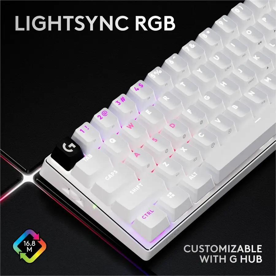 Logitech G PRO X 60 LIGHTSPEED Wireless Gaming Keyboard, Ultra Compact TKL 60% Mechanical Keyboard for Windows PC, LIGHTSYNC RGB, Dual-Shot PBT Keycaps, GX Optical Linear Switches, White