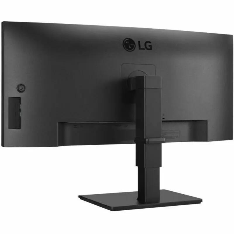 LG UltraWide 34BQ77QE-B monitor, black, 34-inch IPS display, back view