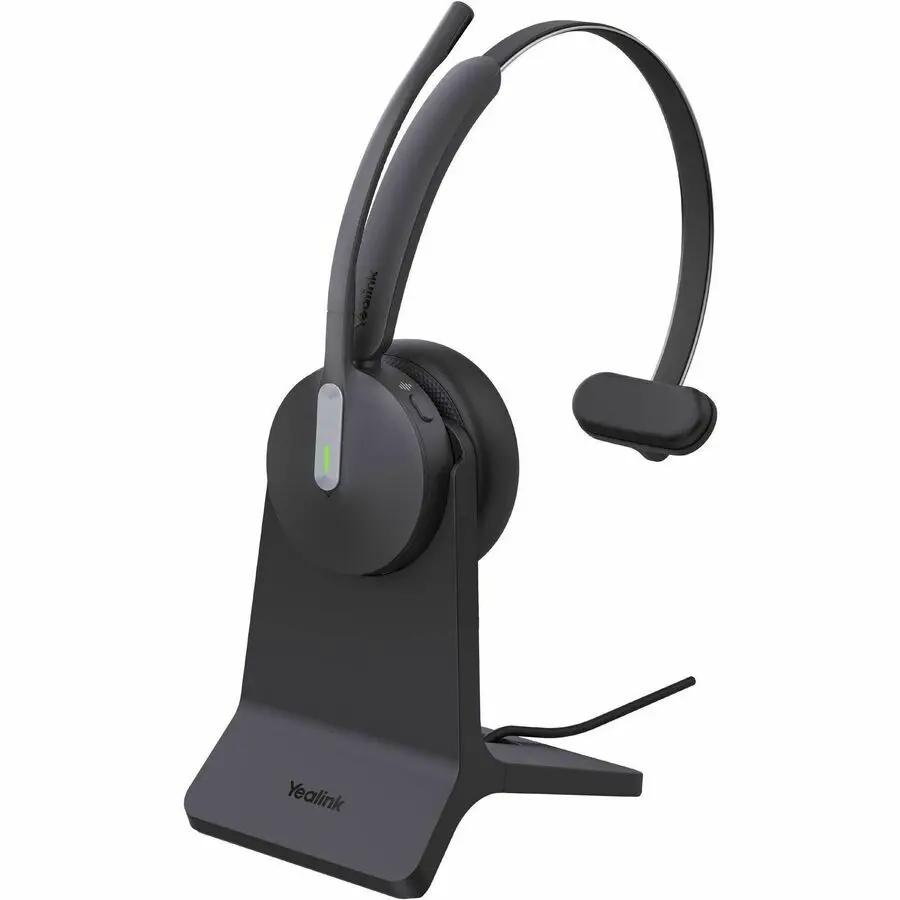 Yealink BH70 Mono UC USB-C headset on a black display stand