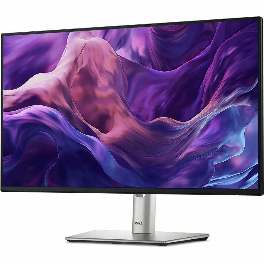 Dell P2425HE 24-inch FHD 60Hz monitor with black bezel and silver stand