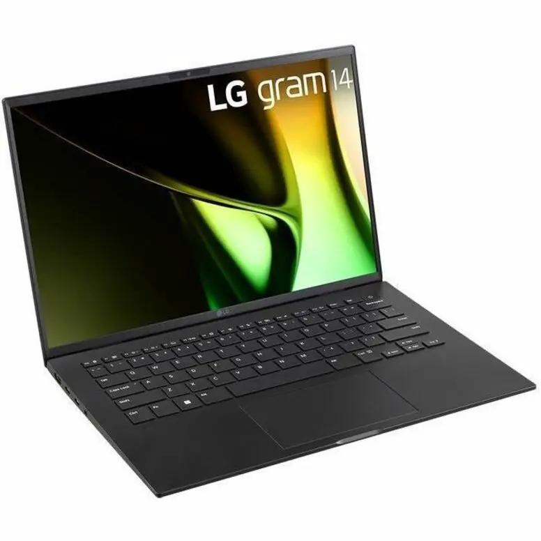 LG gram 14 laptop in obsidian black with 14-inch display and ultralight, portable design
