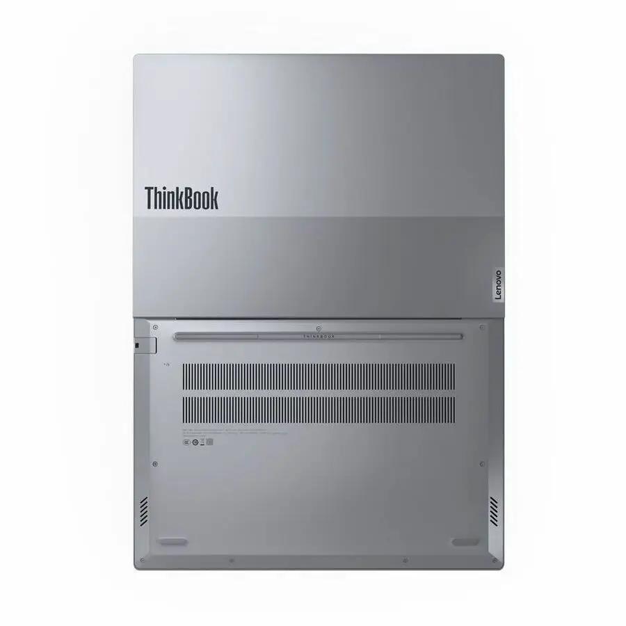 Lenovo ThinkBook 14 G7 notebook, Arctic Gray, rear view of closed laptop showing ThinkBook logo