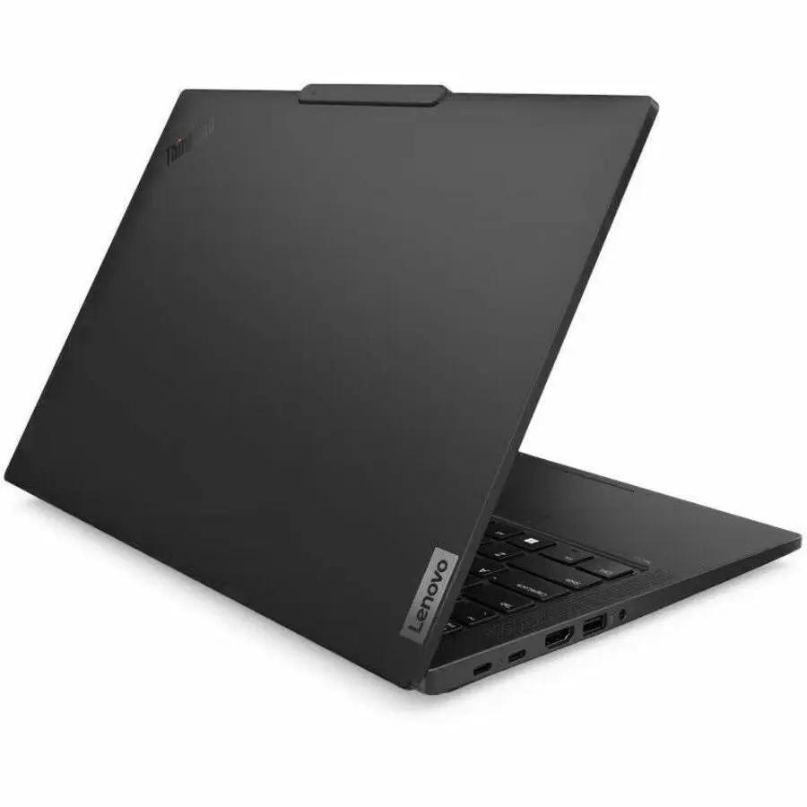 Lenovo ThinkPad T14 Gen 5 notebook in black, lid slightly open with logo visible