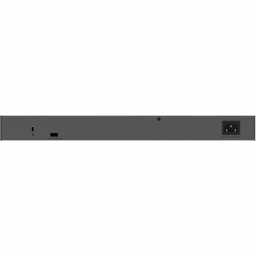 NETGEAR GS728TXPv3 24-Port Gigabit PoE+ Smart Switch rear panel.