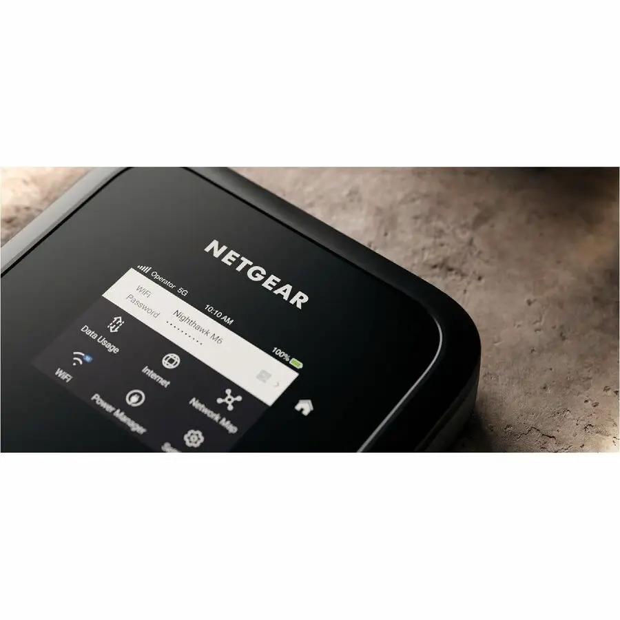 NETGEAR Nighthawk MR6220 wireless router with touchscreen display, black