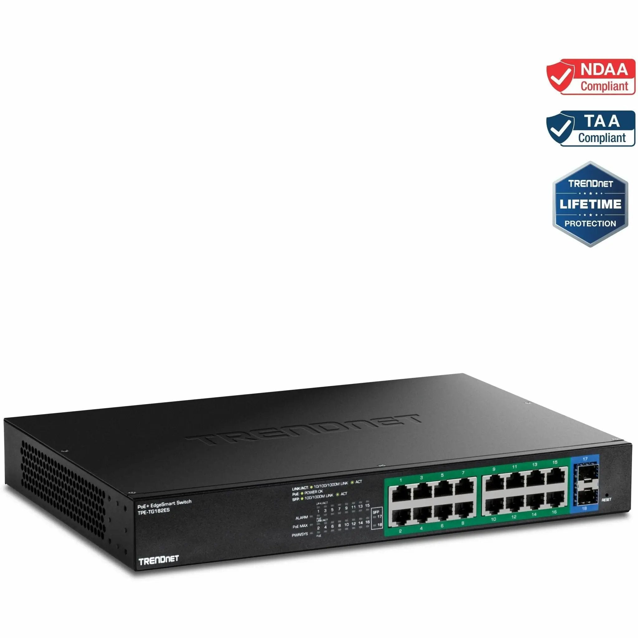 TRENDnet EdgeSmart TPE-TG182ES 18-Port PoE+ Gigabit Switch, black