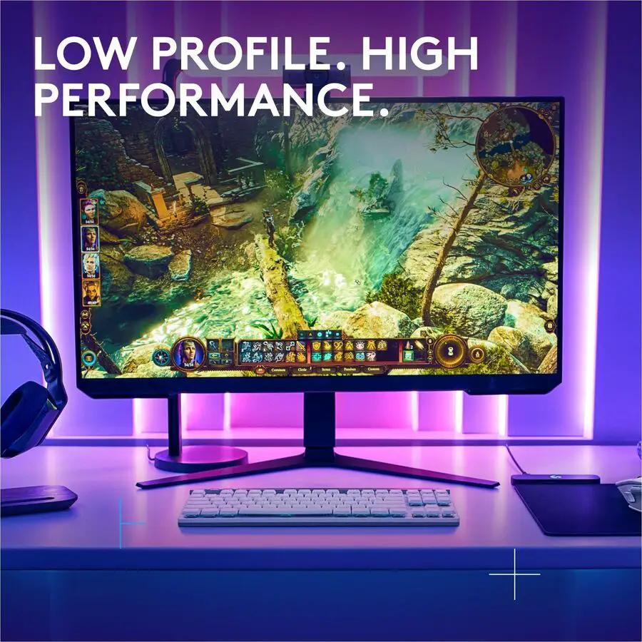Logitech G515 LIGHTSPEED TKL Low Profile Wireless Gaming Keyboard, LIGHTSYNC RGB, Thin Tenkeyless Design, PBT Keycaps, Tactile (Brown) Mechanical Switches, White