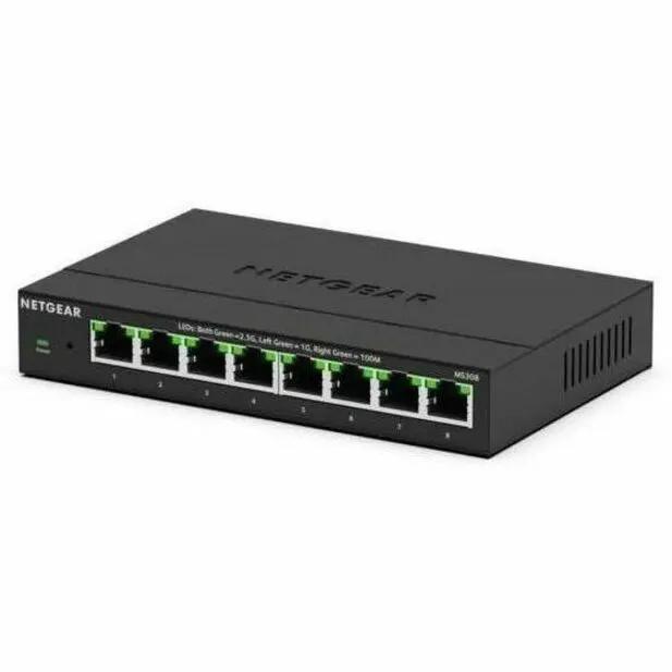 Netgear ProSAFE MS308 8-Port Unmanaged Switch in black with green status LEDs
