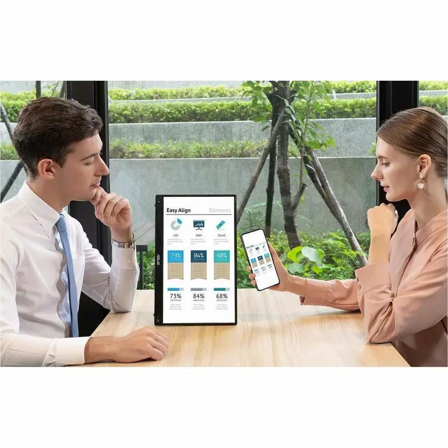 ASUS ZenScreen MQ16AHE 16-inch OLED monitor with black frame on desk in office