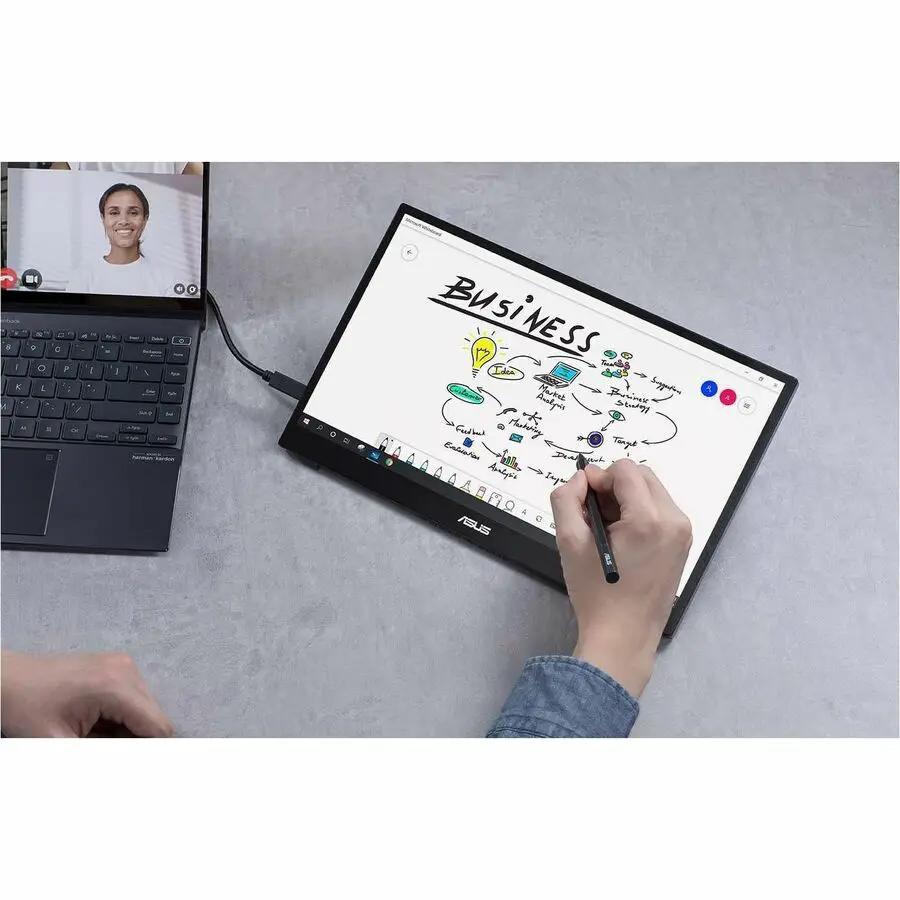 ASUS ZenScreen MQ16AHE 16-inch FHD OLED portable monitor with laptop (two devices)
