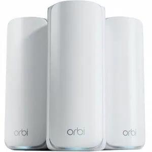 NETGEAR Orbi white Wi-Fi 7 satellite trio 3-pack with cylindrical towers