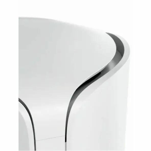 NETGEAR Orbi router close-up showing its white curved edge design