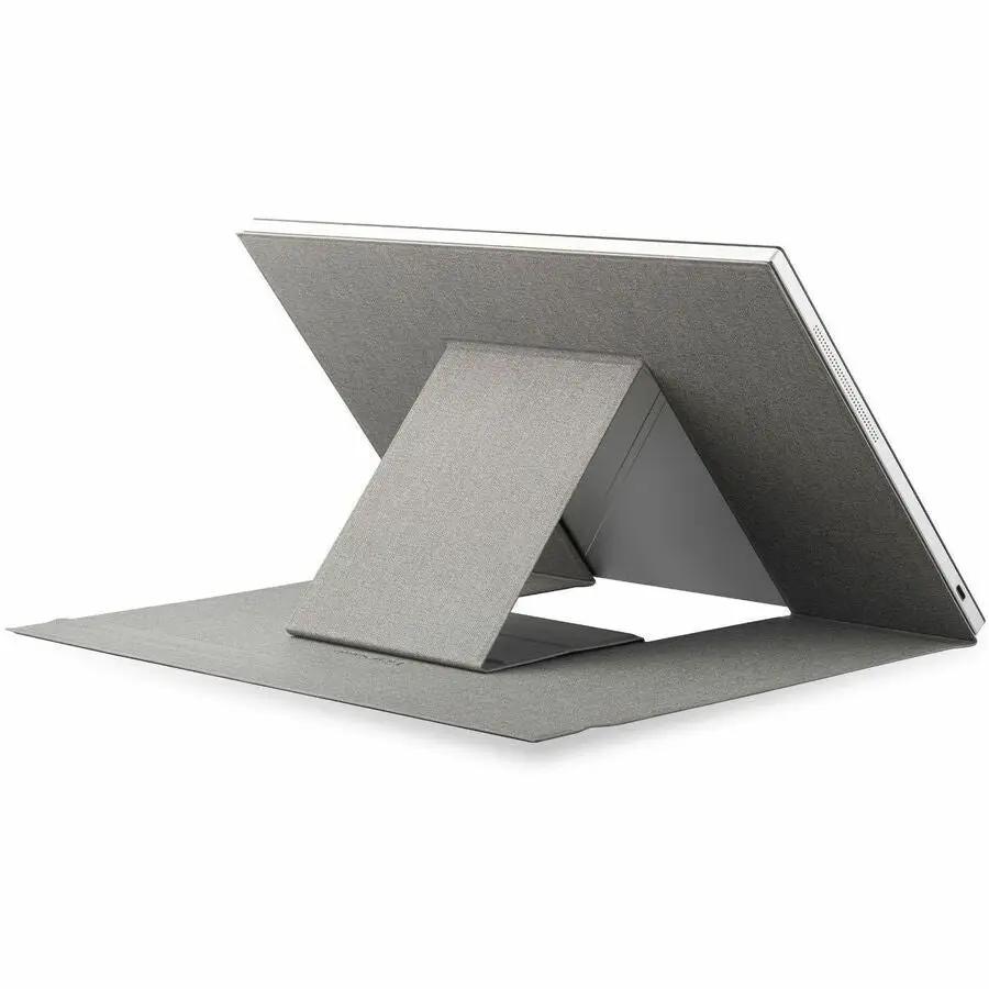 ViewSonic VG1656-2K 16-inch WQXGA IPS monitor with gray fabric smart cover and stand.