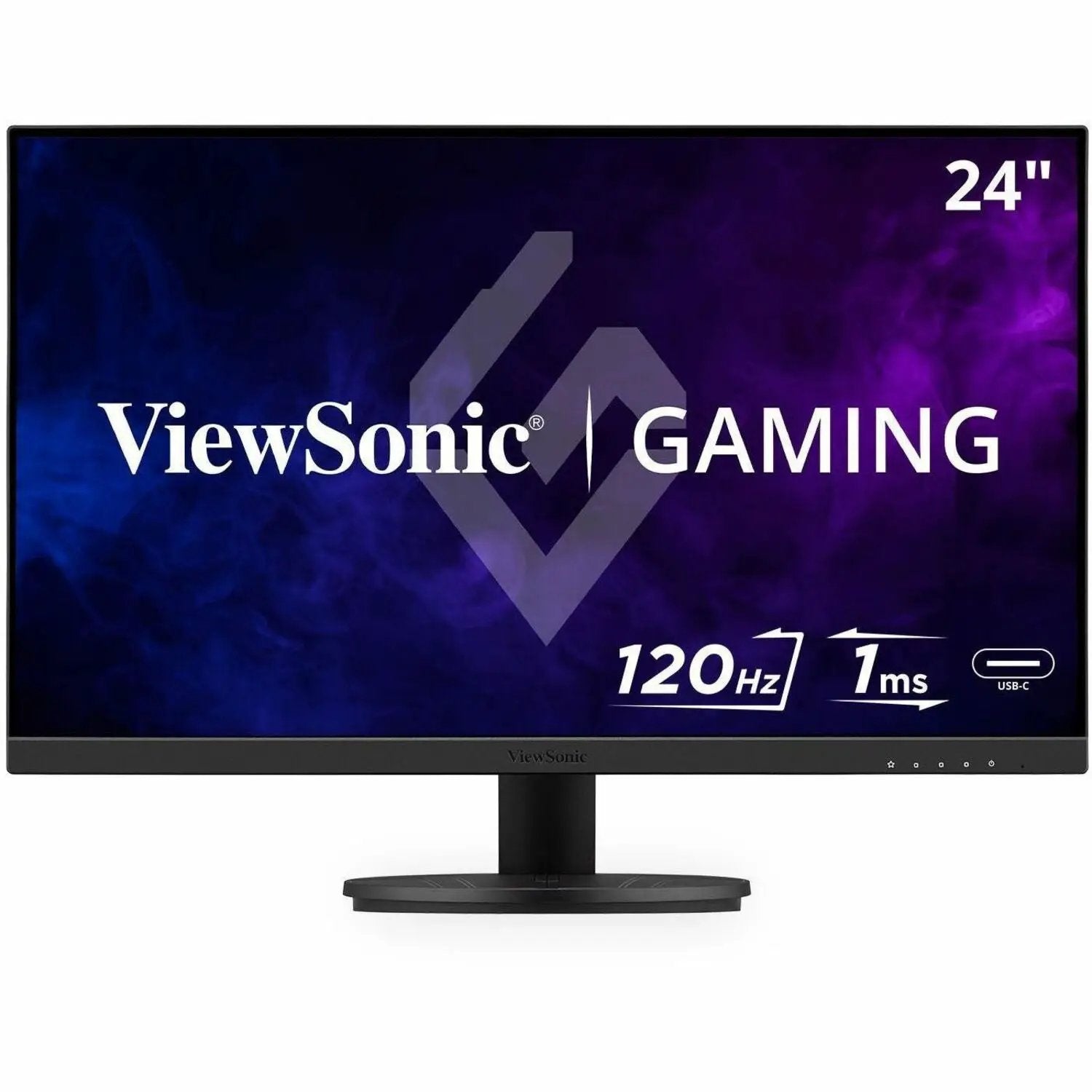 ViewSonic 2416A 24-inch IPS monitor on stand with 120 Hz refresh and USB-C input
