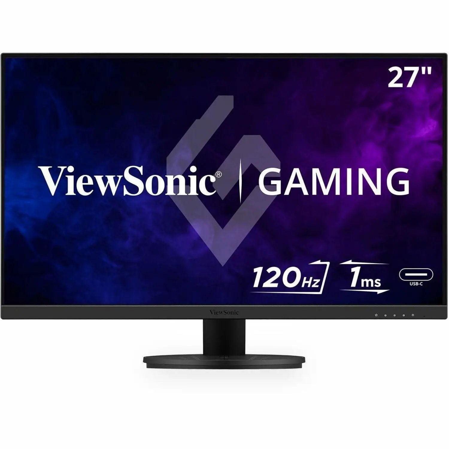 ViewSonic VX2716A 27-inch IPS gaming monitor, black front view with stand; 1080p, 120Hz, 1ms response.