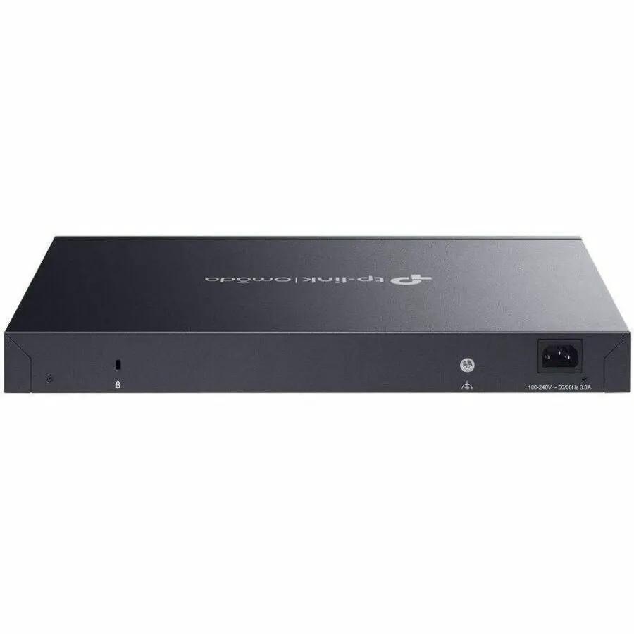 TP-Link Omada 24-Port PoE+ SFP+ Managed Switch in dark gray metal enclosure