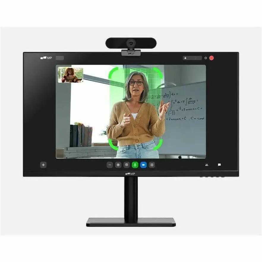Mobile Pixels webcam, space gray, USB-C, 1-pack mounted on top of a monitor