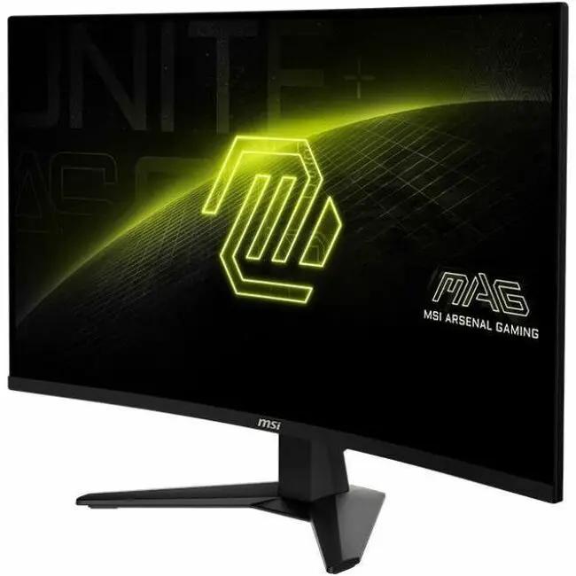 MSI MAG 32CQ6F 32-inch WQHD curved gaming monitor with MSI logo on screen in black