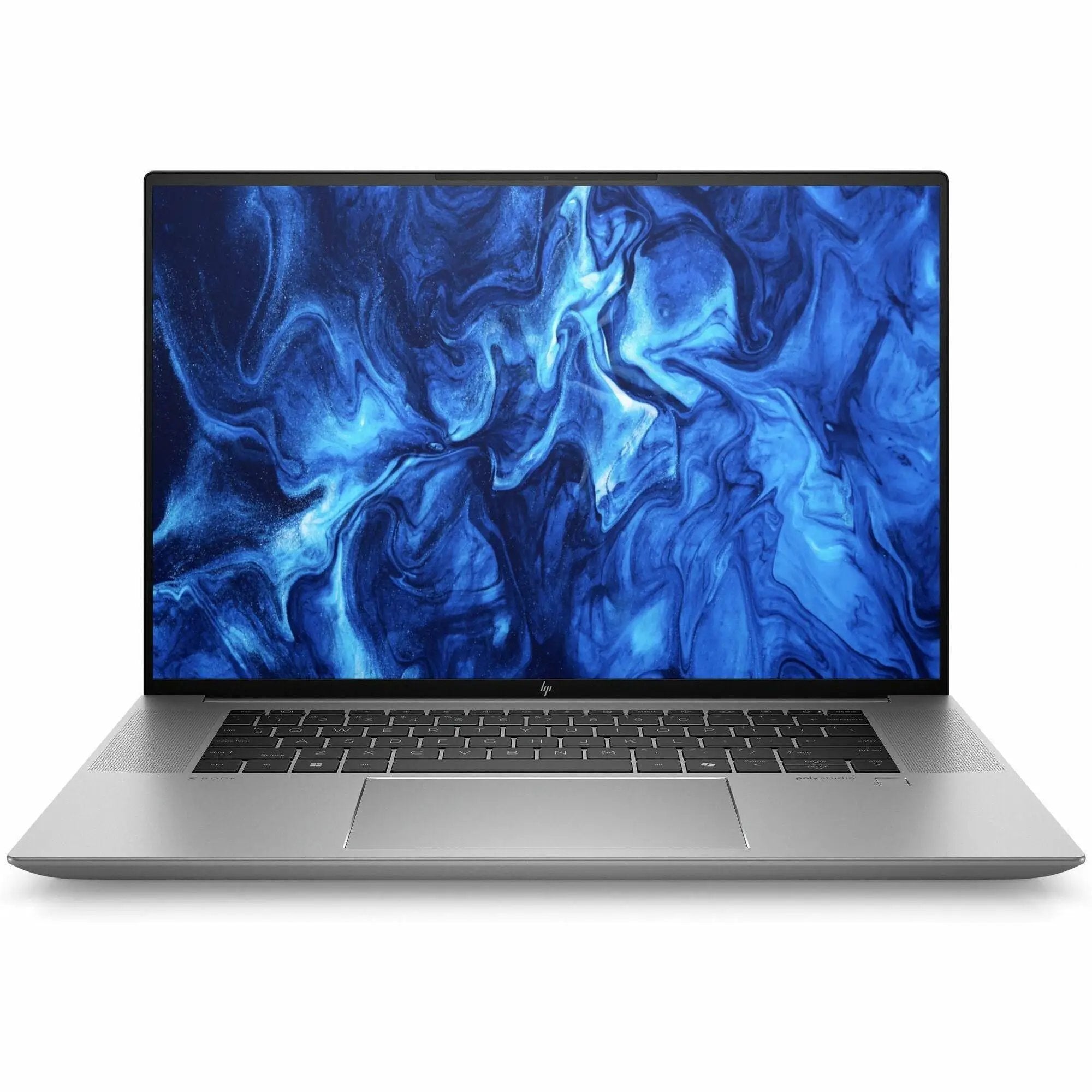 HP ZBook Studio G11 mobile workstation laptop, silver aluminum body, front view