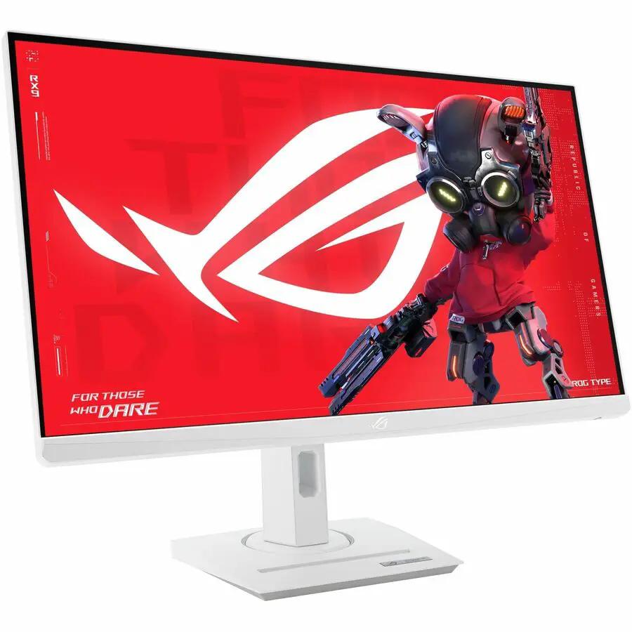 ASUS ROG Strix XG27ACGW 27-inch WQHD gaming monitor in white with 180Hz refresh rate.