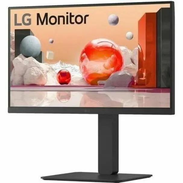 LG 24BA650 24-inch IPS monitor on stand, matte black frame.