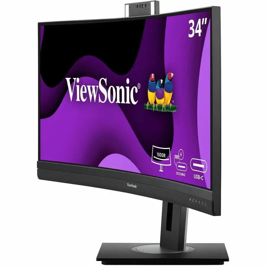 ViewSonic VG3457CV 34-inch curved monitor with black bezel on stand