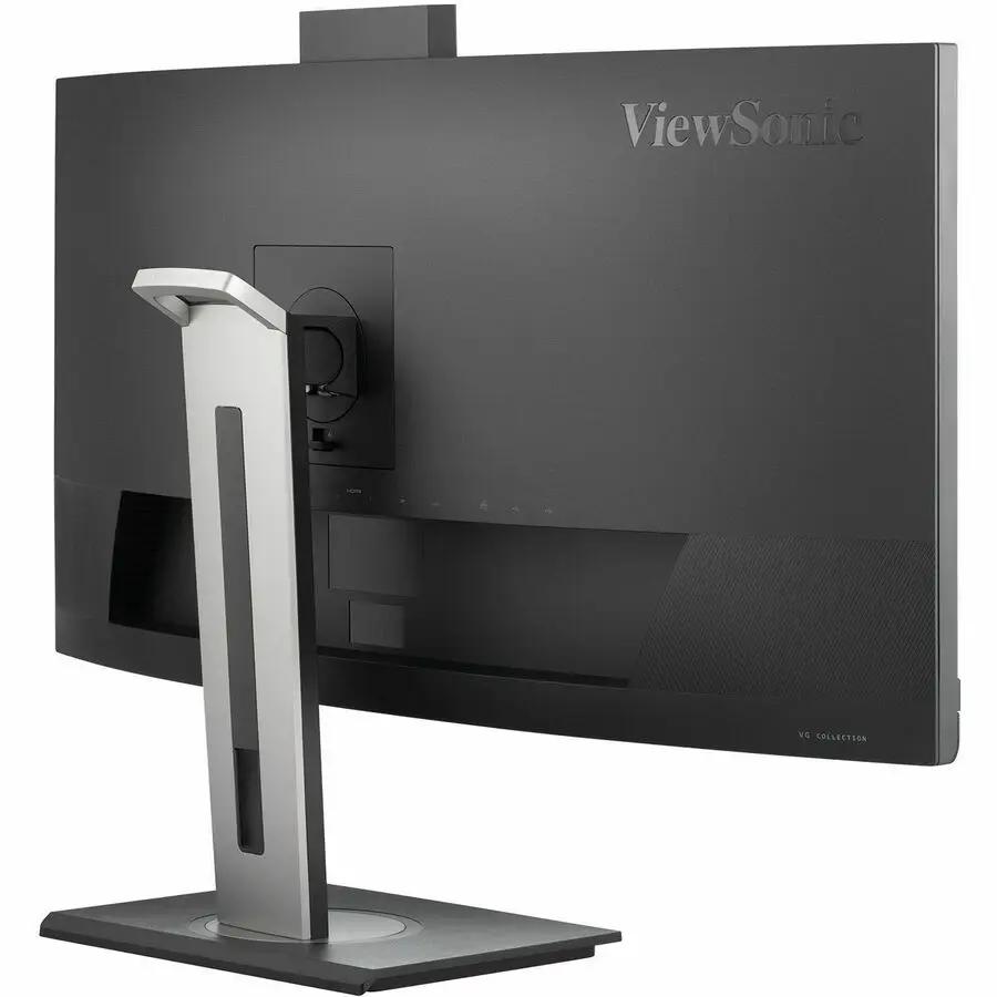 ViewSonic VG3457CV 34-inch curved monitor with black body and silver stand on desk