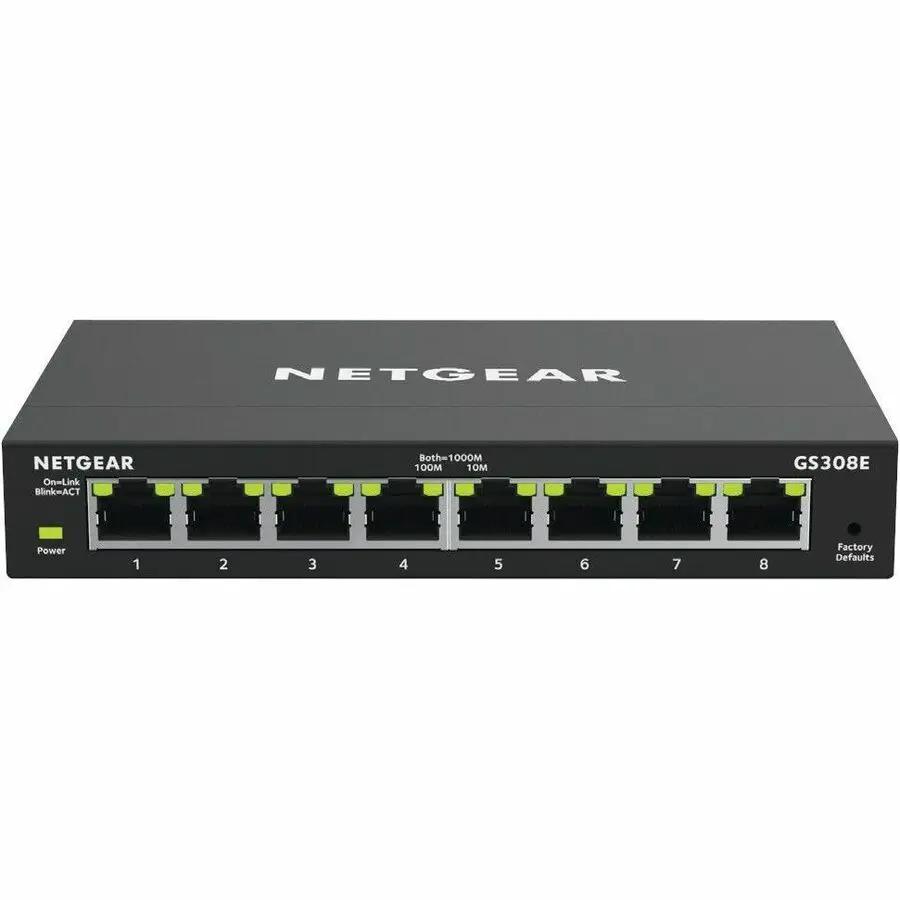 Netgear ProSafe GS108 8-Port Gigabit Unmanaged Switch, black with eight RJ-45 Ethernet ports