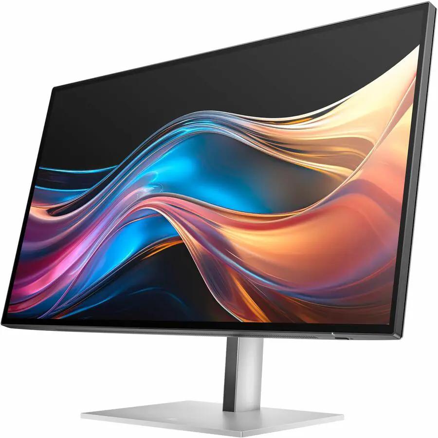 HP 727pq 27-inch WQHD LED monitor on silver stand, 16:9 aspect.