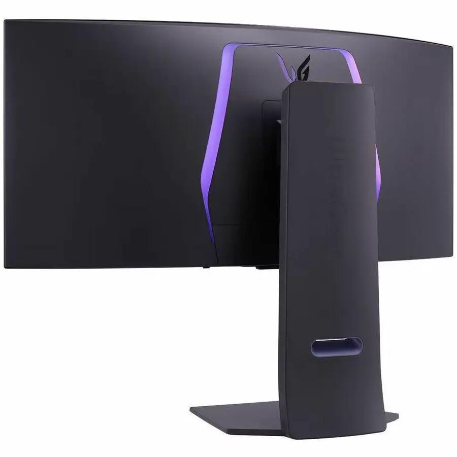 LG UltraGear 34GS95QE-B 34-inch UW-QHD OLED curved gaming monitor with purple lighting