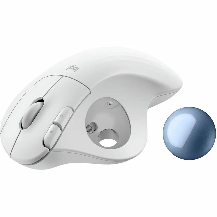 Logitech ERGO M575S Wireless Trackball Mouse, Wireless Ergonomic Mouse, Comfortable Thumb Control, Precise Tracking (Off-white+Blue Ball)