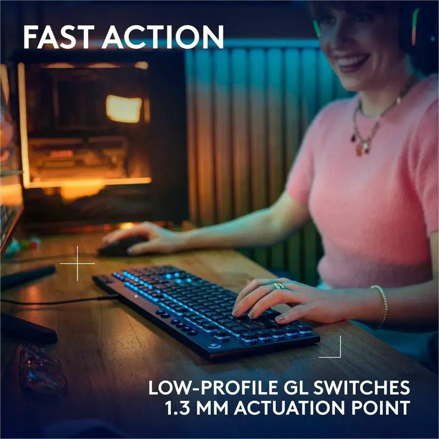 Logitech G915 X Low-Profile Wired Mechanical Gaming Keyboard, Double-Shot PBT Keycaps, Fully Programmable Keys, RGB Lighting, Aluminum Finish, GL Brown Tactile Switches - PC/Mac