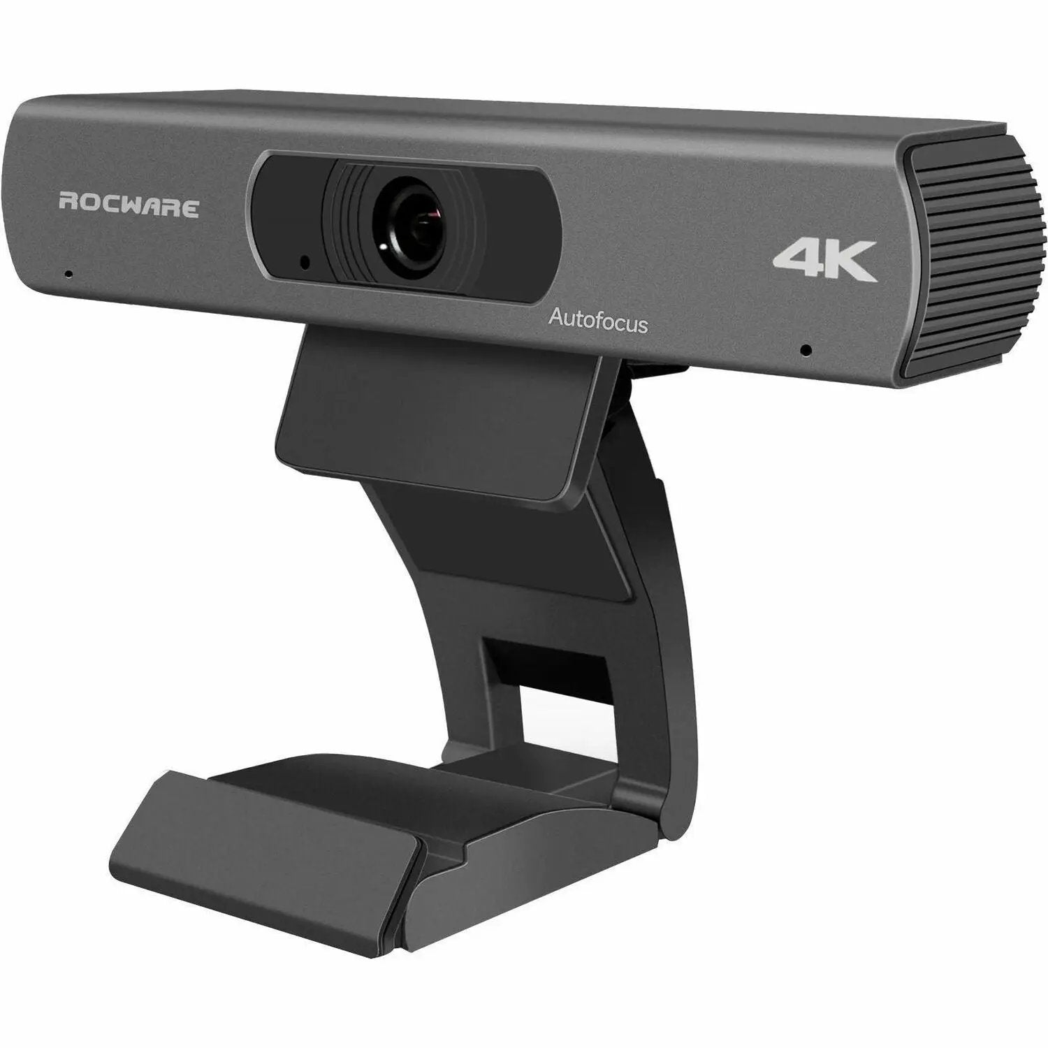 ROCWARE RC18 webcam on a stand, grey body, 4K autofocus.