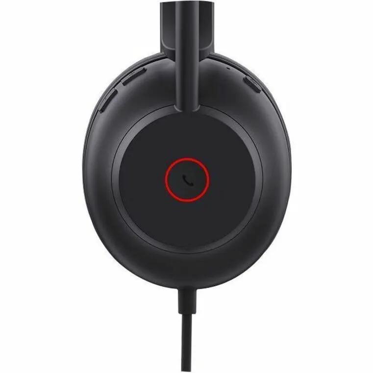 Yealink UH35 Mono UC USB-C wired headset, black earcup with red ring