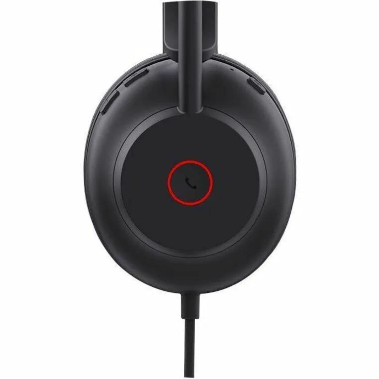 Yealink UH35 dual UC over-ear headset, black with red ring on earcup