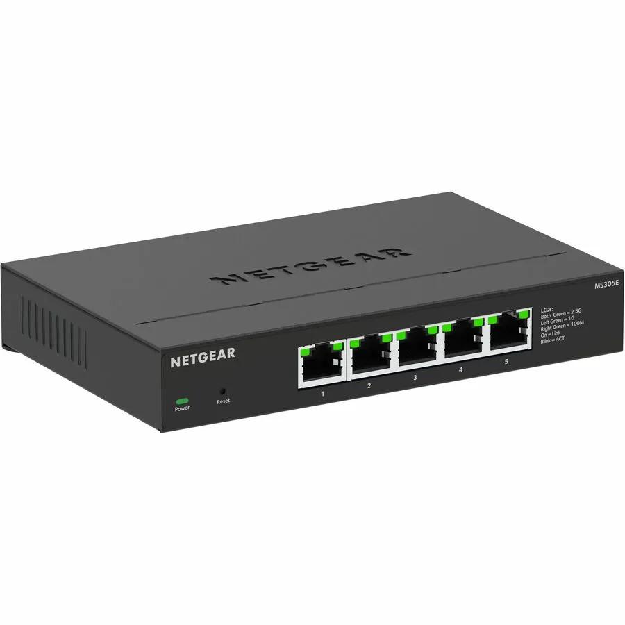 Netgear MultiGig MS305E 5-Port 2.5G Managed Switch, black with green LEDs